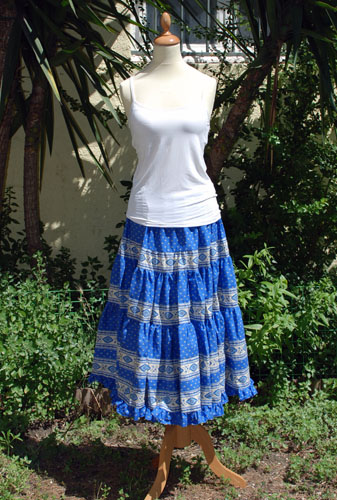 Provence tiered skirt, long (Esterel. blue) Provence tiered skirt, long (Esterel. blue)